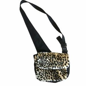 Furry Leopard Print Mini Plush Crossbody Bag soft fuzzy
